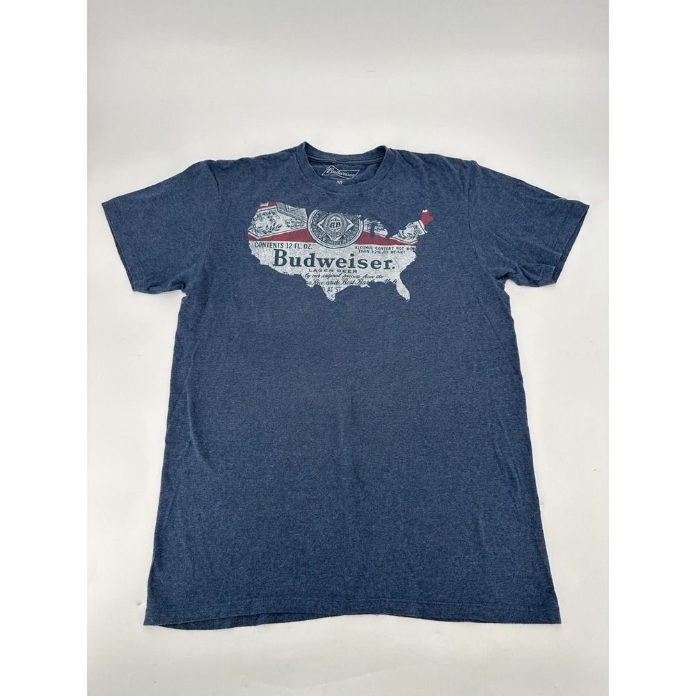 Budweiser Beer United States‎ of American Outline Logo T Shirt Men's Medium Blue